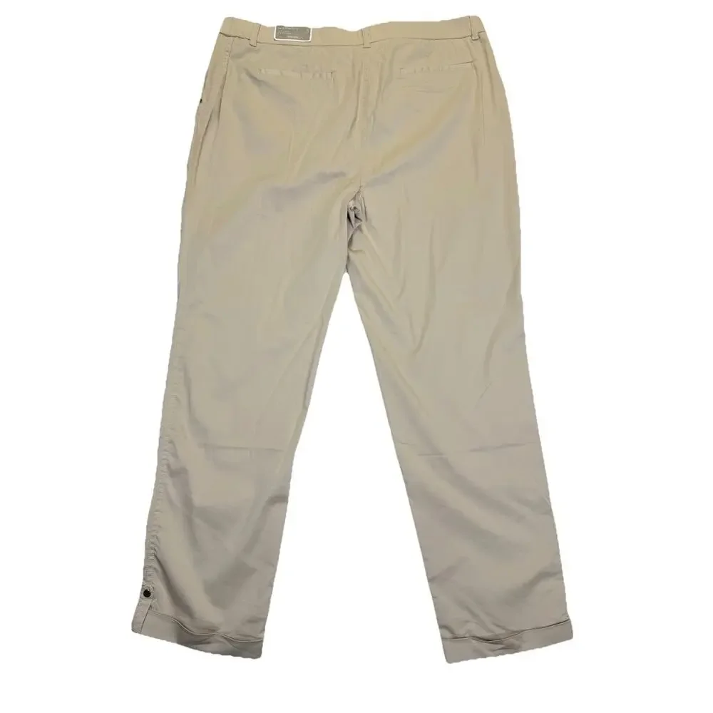 Chico’s Pants Women’s Sz 3 T XL 16 Luxe Twill Utility Basic Crop Khaki Tan NWT - Picture 2 of 15